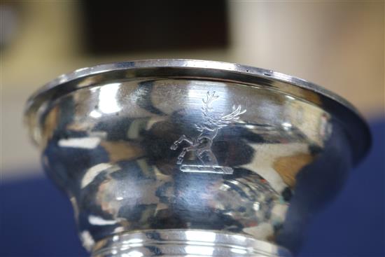 A George III silver wine funnel, crested, London 1794, maker Henry Chawner and a small Irish wine funnel.